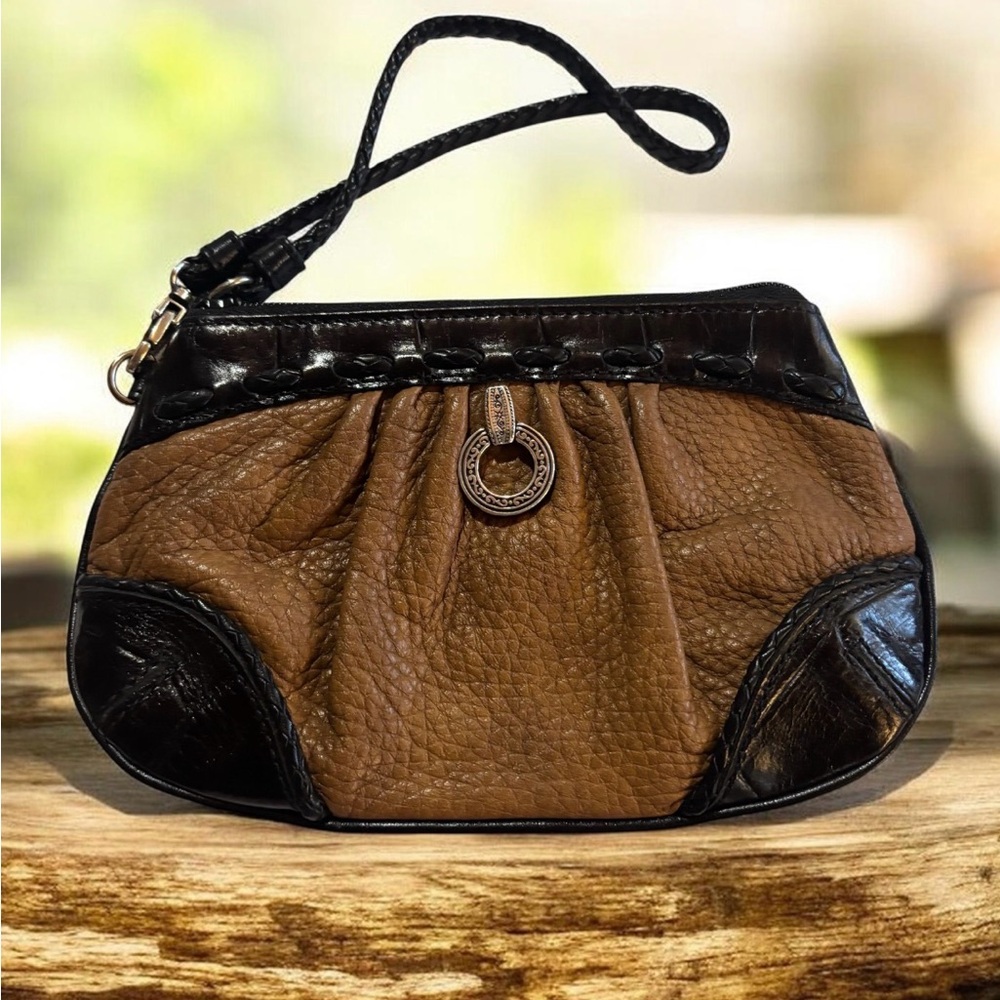 Brighton Brown and Black Leather Clutch